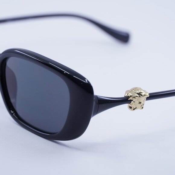 Versace VE4504D GB1/87 Sunglasses Shiny Black Rectangle Frame, Grey Lenses - Picture 8 of 10